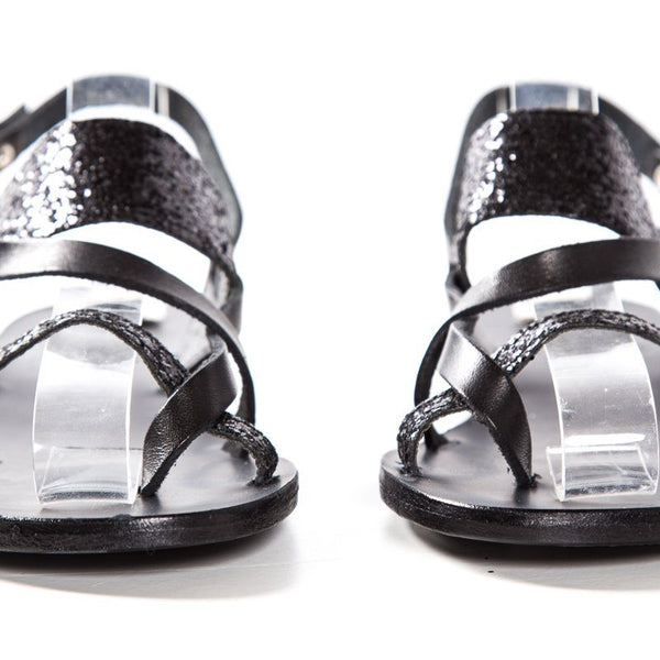 Ancient Greek Sandals Sparkle Embellished Black Sandals SZ 36 Sale