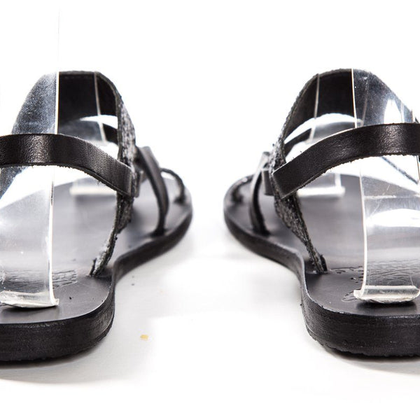 Ancient Greek Sandals Sparkle Embellished Black Sandals SZ 36 Sale