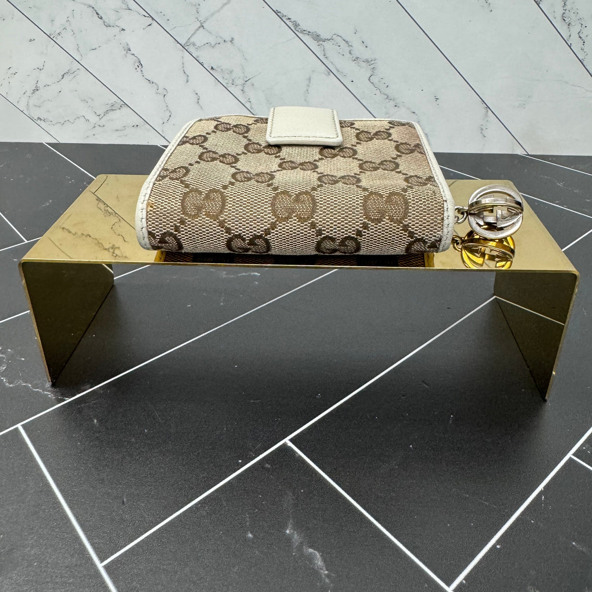 Gucci Tan GG Canvas Compact Wallet