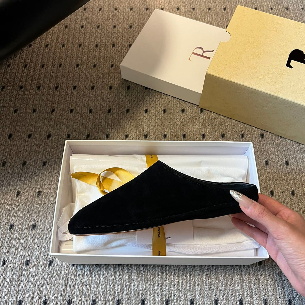 THE ROW SUEDE MULES