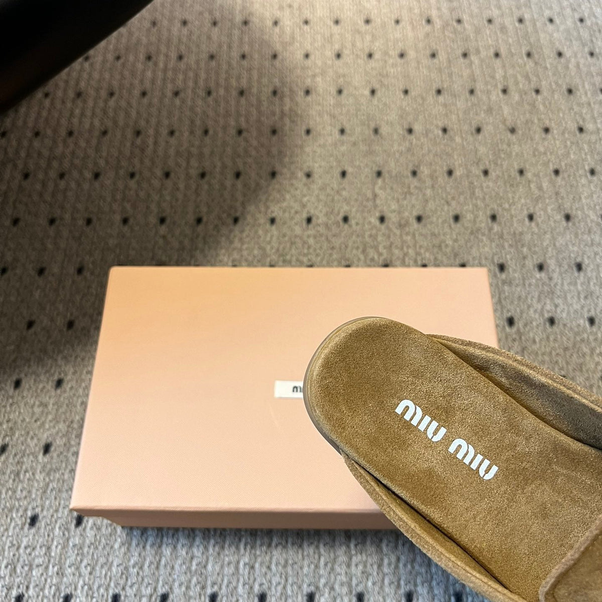 MIU M SUEDE MULES