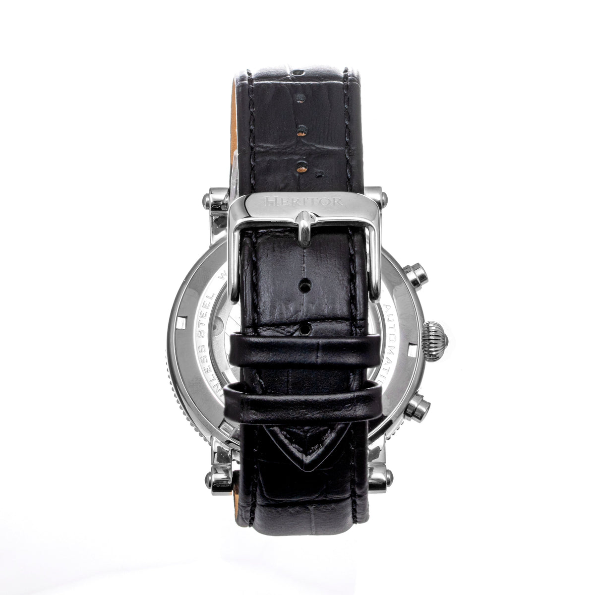 Heritor Automatic Barnsley Semi-Skeleton Leather-Band Watch - Silver/White