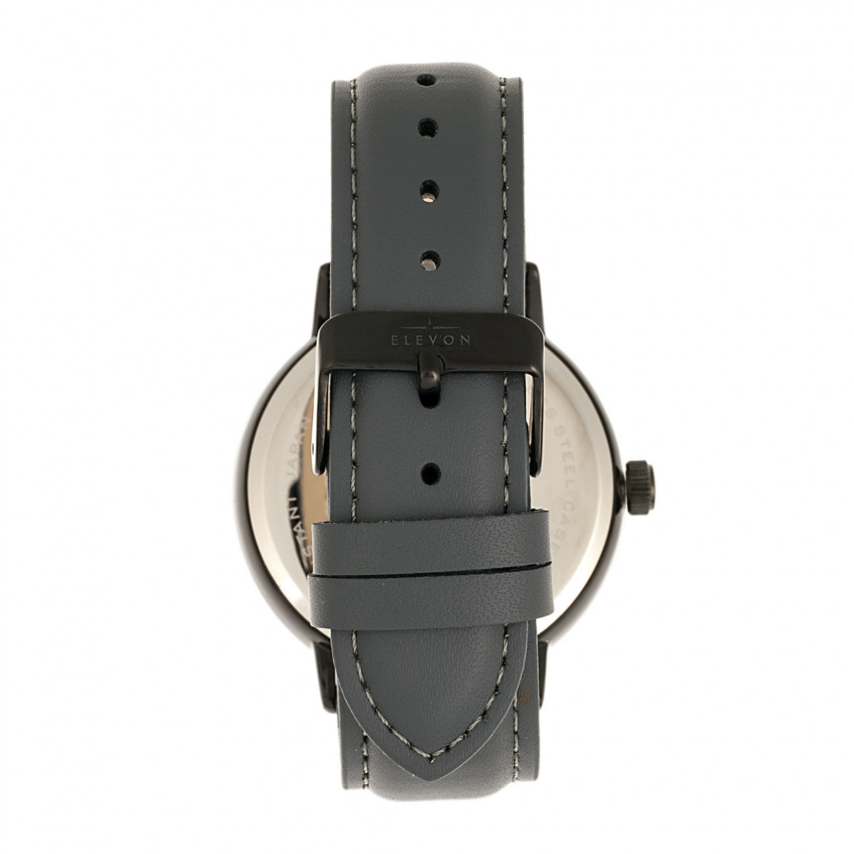 Elevon Vin Leather-Band Watch w/Date - Black/Grey