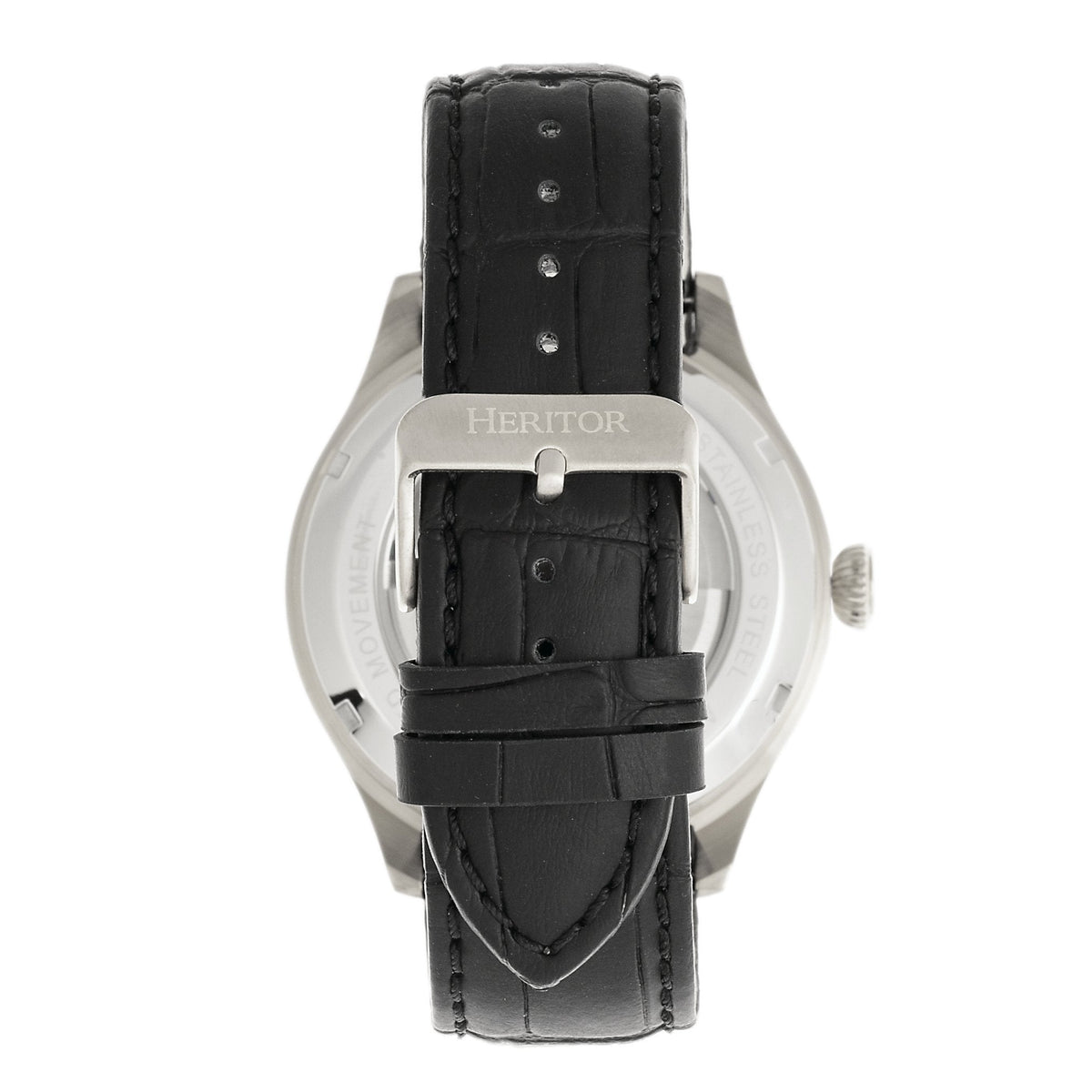 Heritor Automatic Gregory Semi-Skeleton Leather-Band Watch