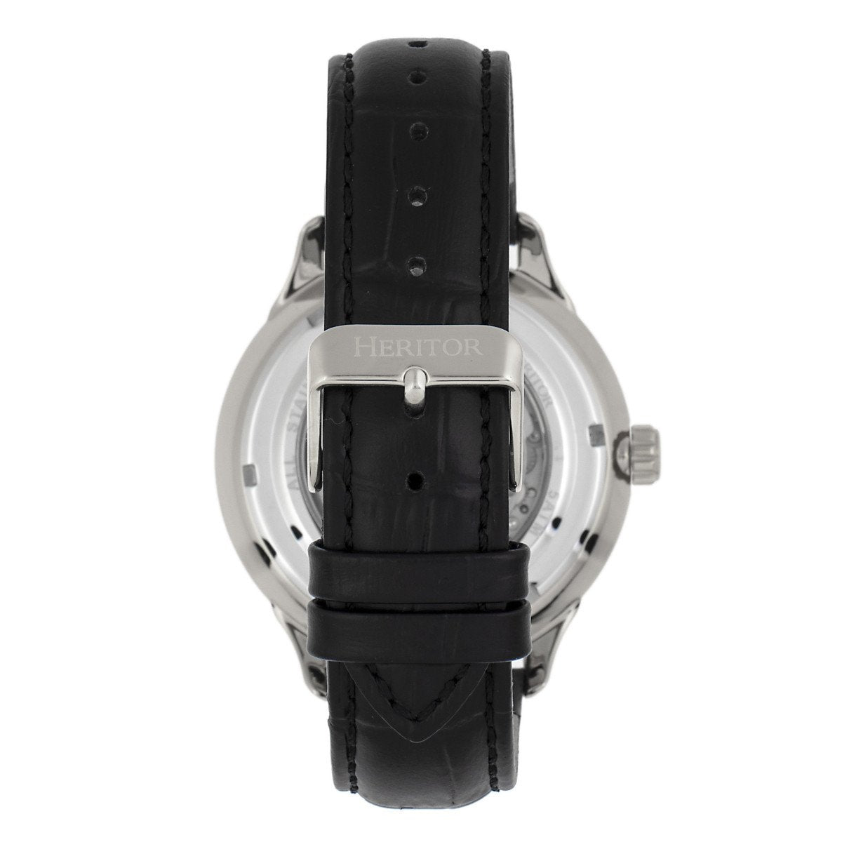 Heritor Automatic Harding Semi-Skeleton Leather-Band Watch
