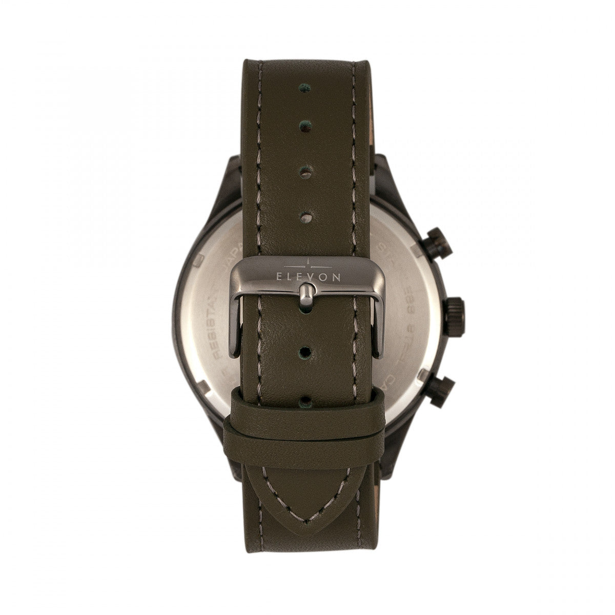 Elevon Lindbergh Leather-Band Watch w/Day/Date -  Olive/Grey