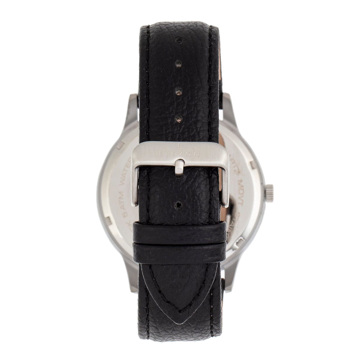 Elevon Turbine Leather-Band Watch - Silver/Black