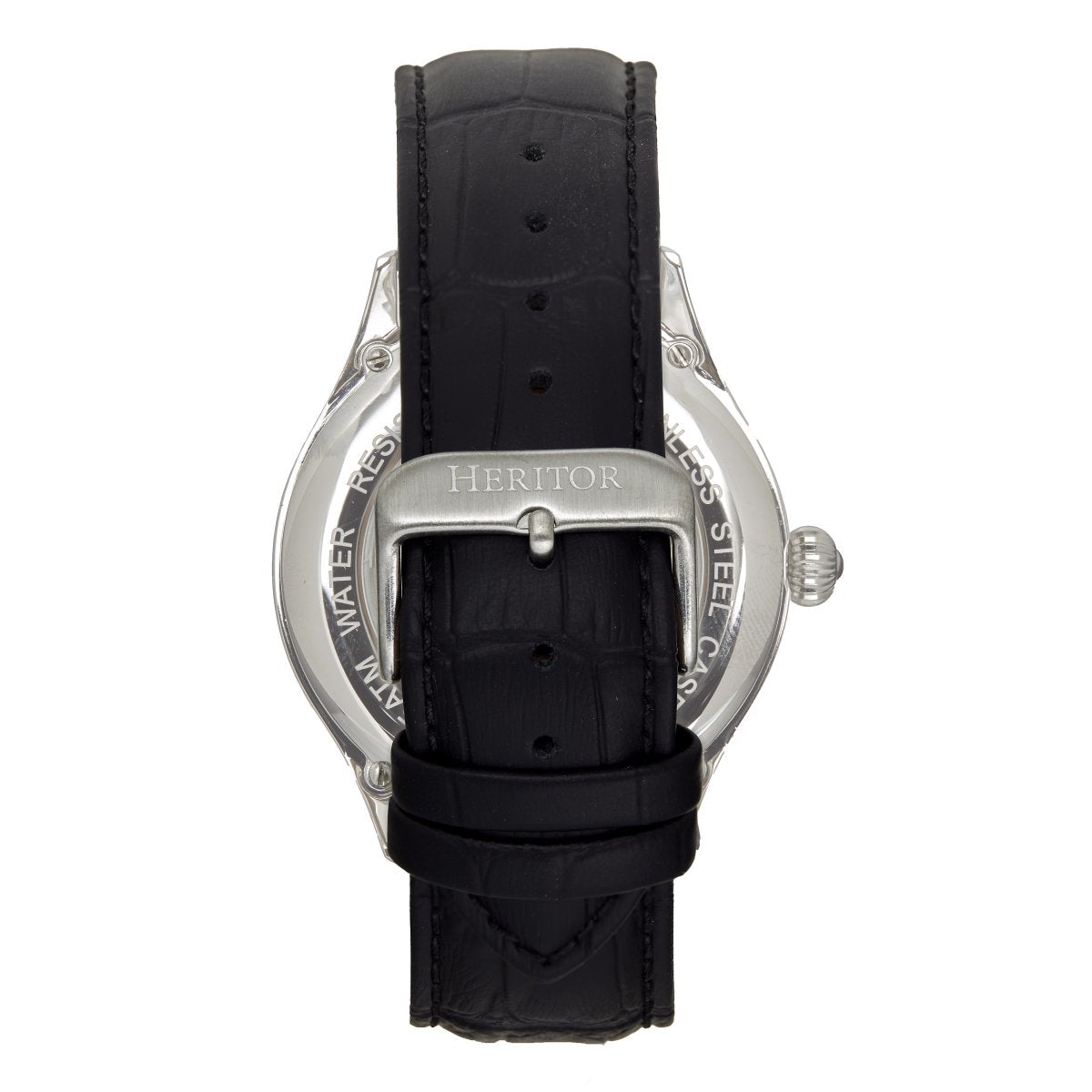 Heritor Automatic Hayward Semi-Skeleton Leather-Band Watch
