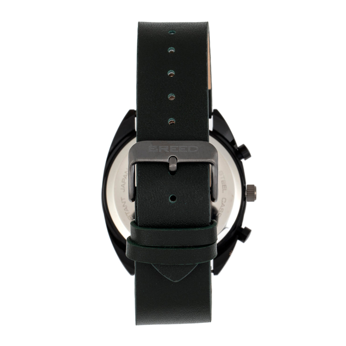 Breed Racer Chronograph Leather-Band Watch w/Date - Black/Green