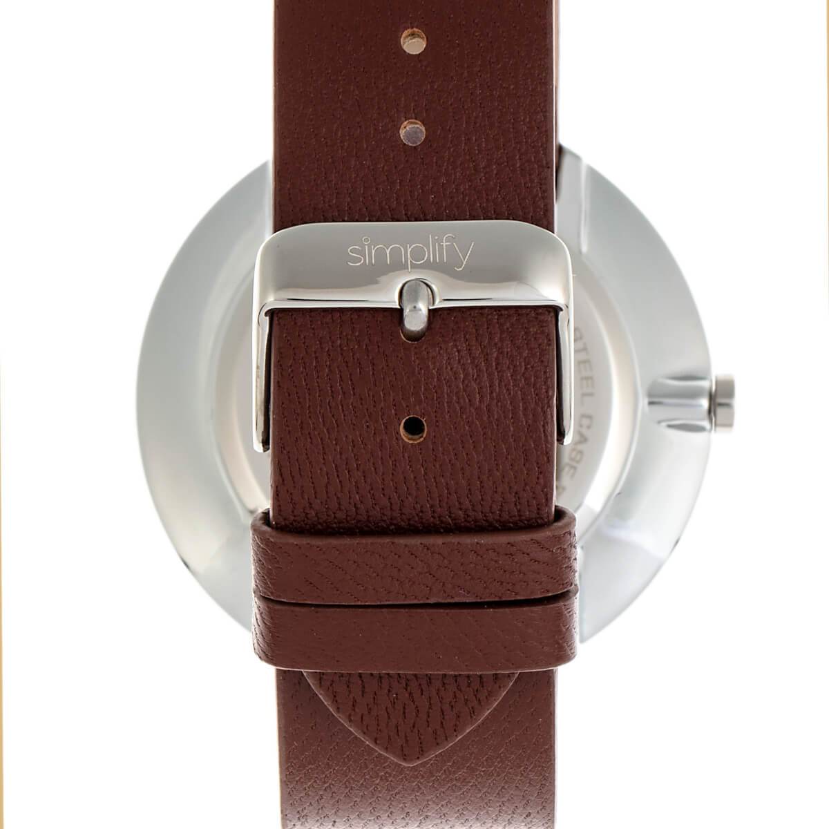 Simplify The 6400 Leather-Band Watch w/Date