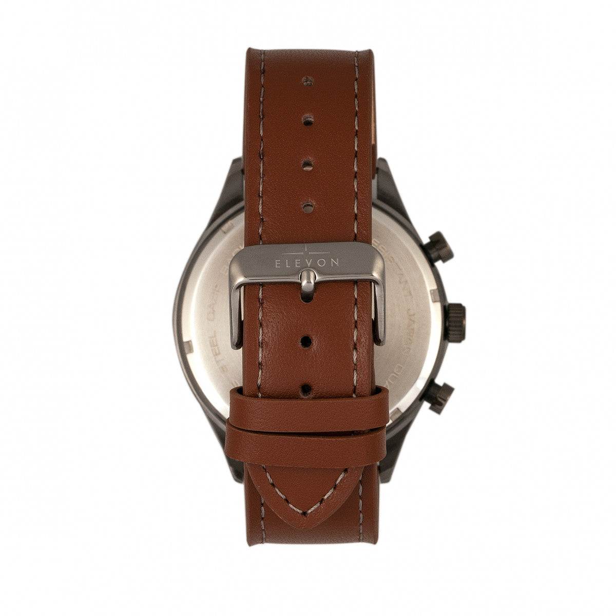 Elevon Lindbergh Leather-Band Watch w/Day/Date -  Brown/Gray
