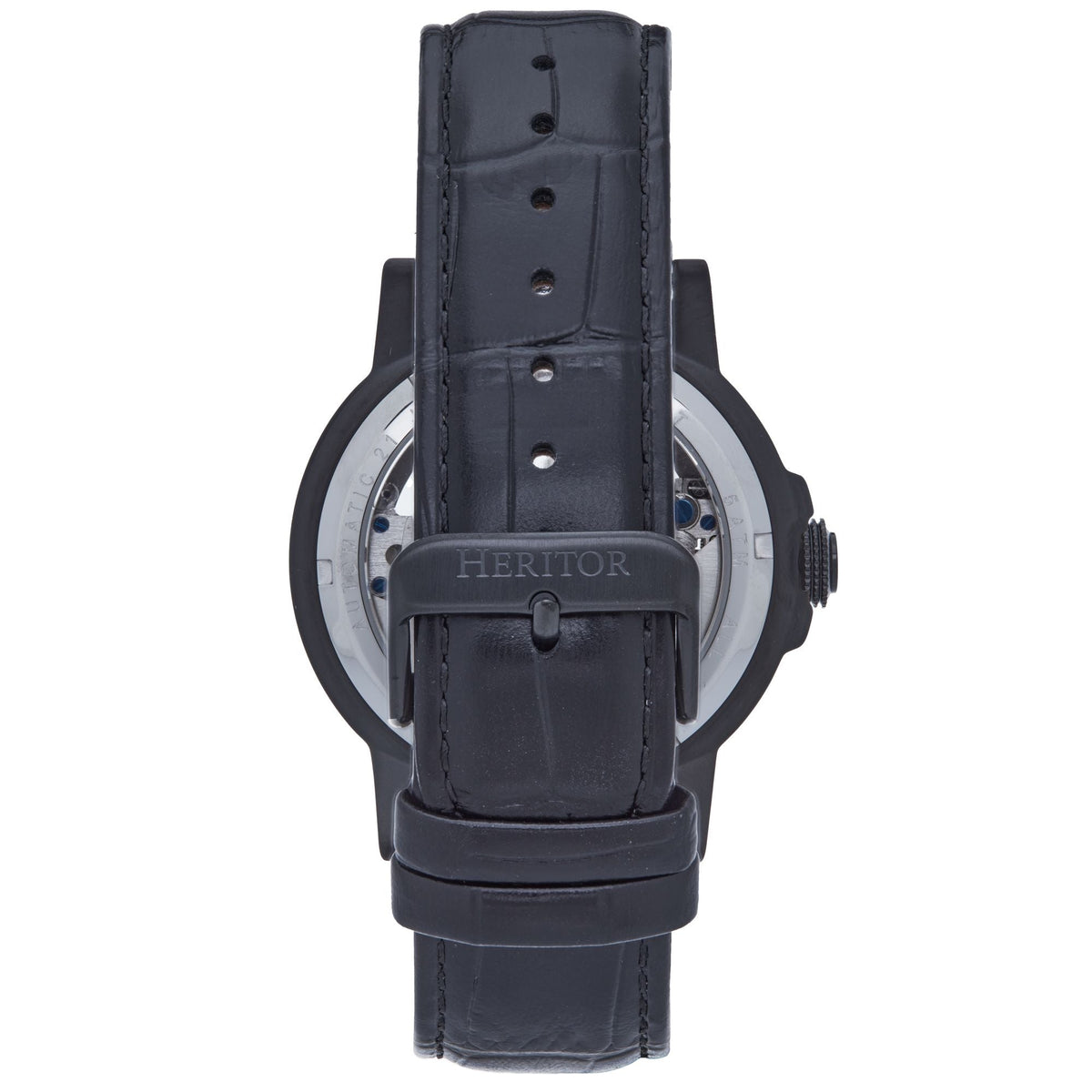 Heritor Automatic Xander Semi-Skeleton Leather-Band Watch