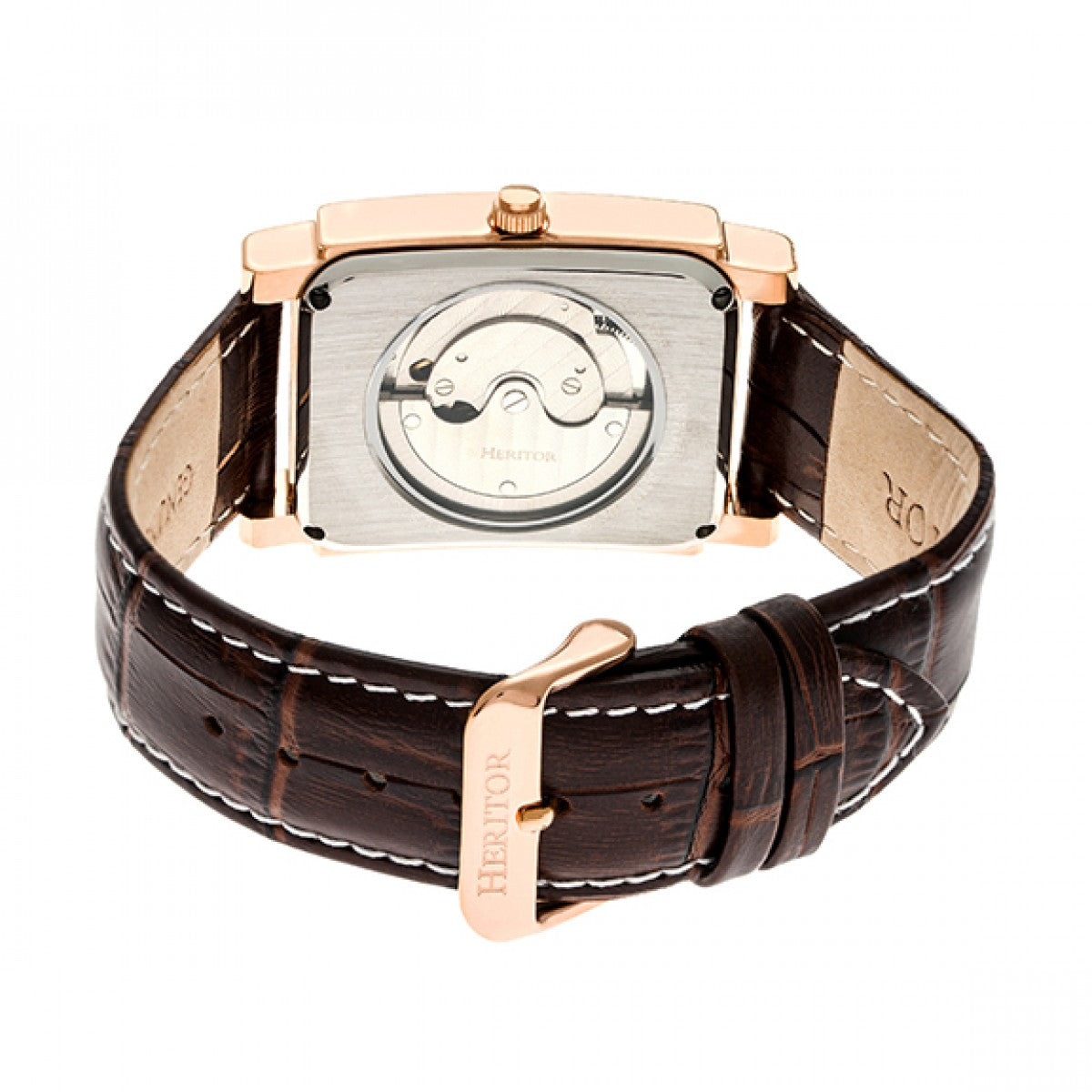 Heritor Automatic Frederick Leather-Band Watch - Rose Gold/Black