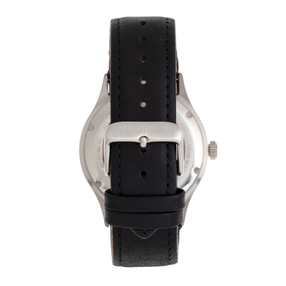 Heritor Automatic Antoine Semi-Skeleton Leather-Band Watch - Silver/Black