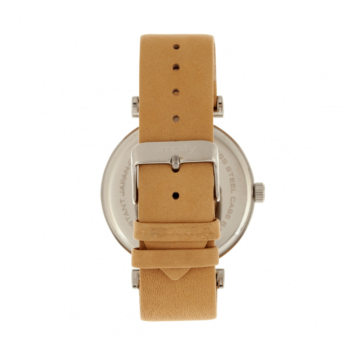 Simplify The 4800 Leather-Band Watch w/Day/Date - Khaki/Black