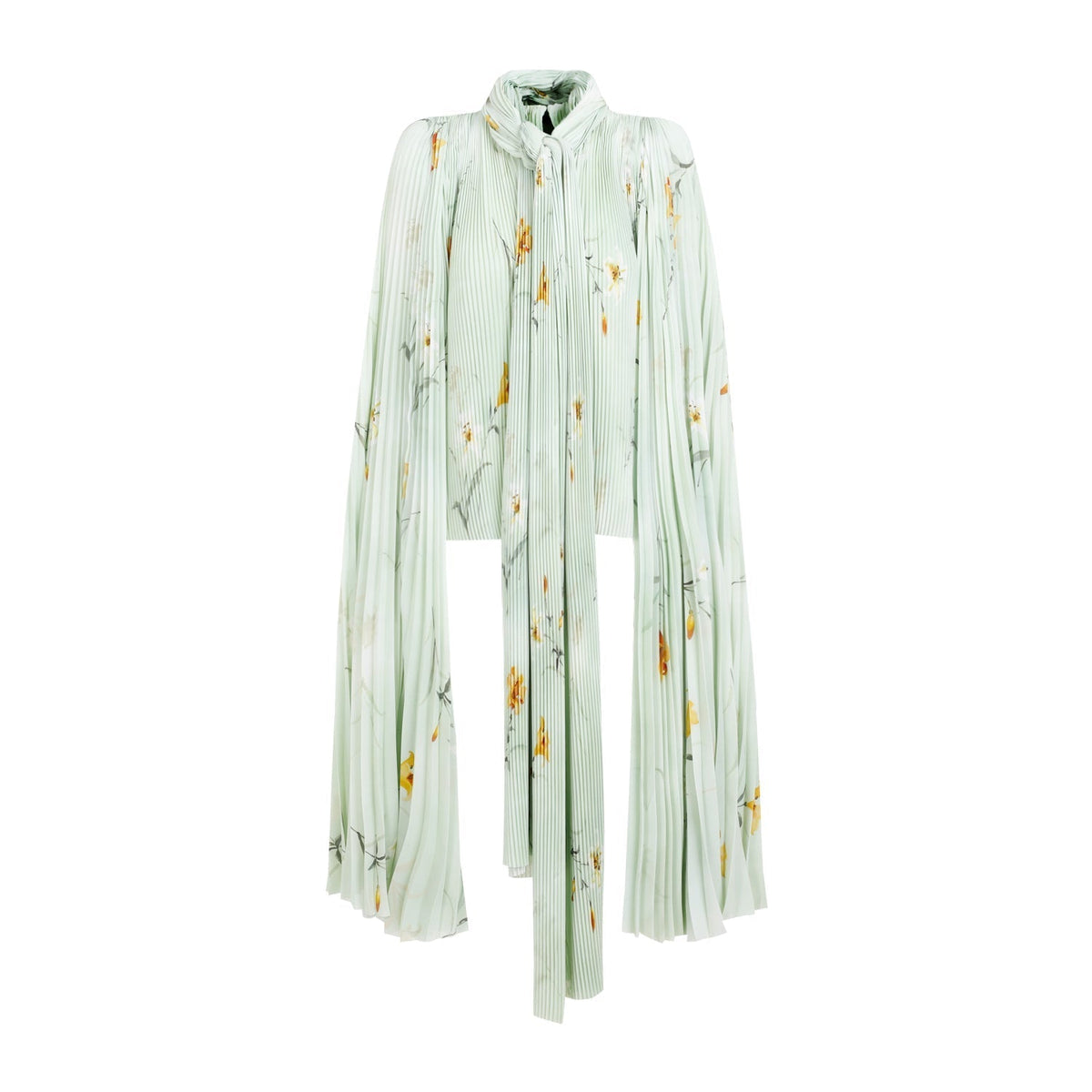 BALENCIAGA Chic Pleated Blouse with Padded Shoulders