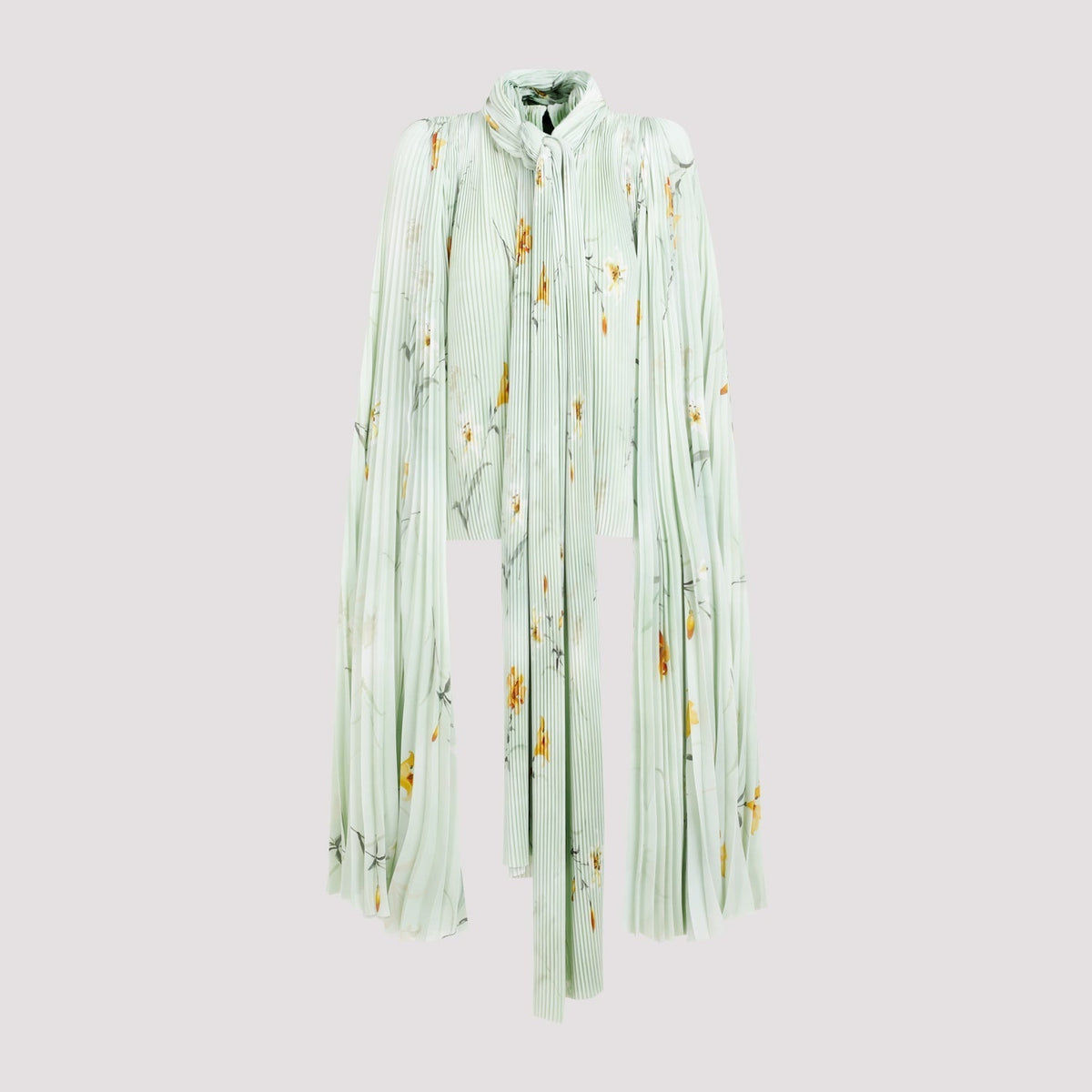 BALENCIAGA Chic Pleated Blouse with Padded Shoulders