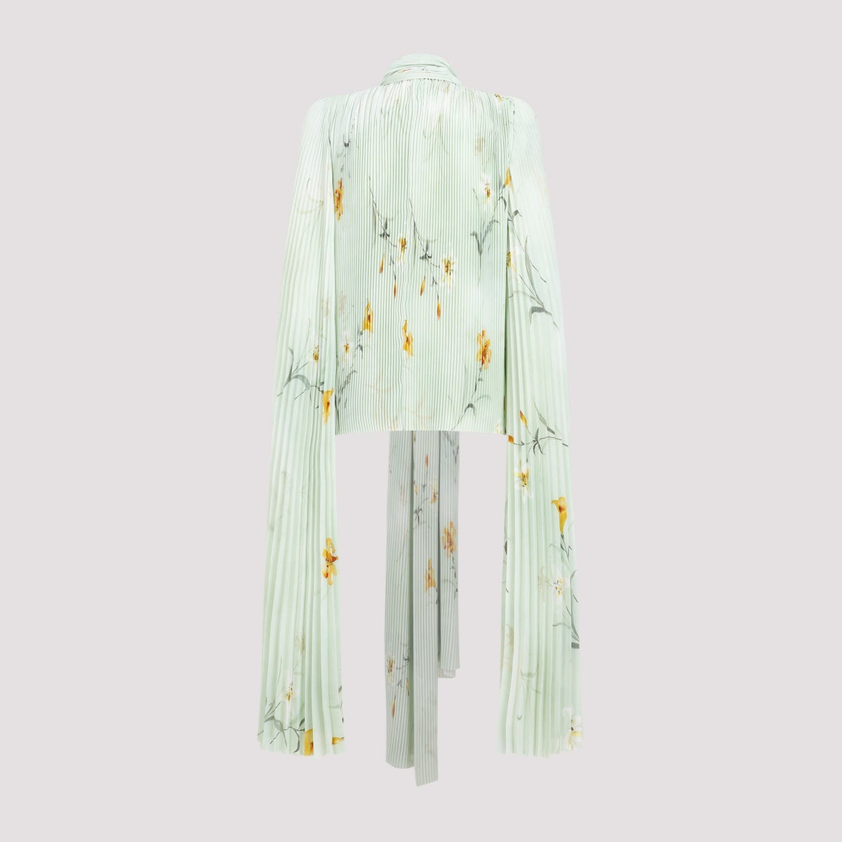 BALENCIAGA Chic Pleated Blouse with Padded Shoulders