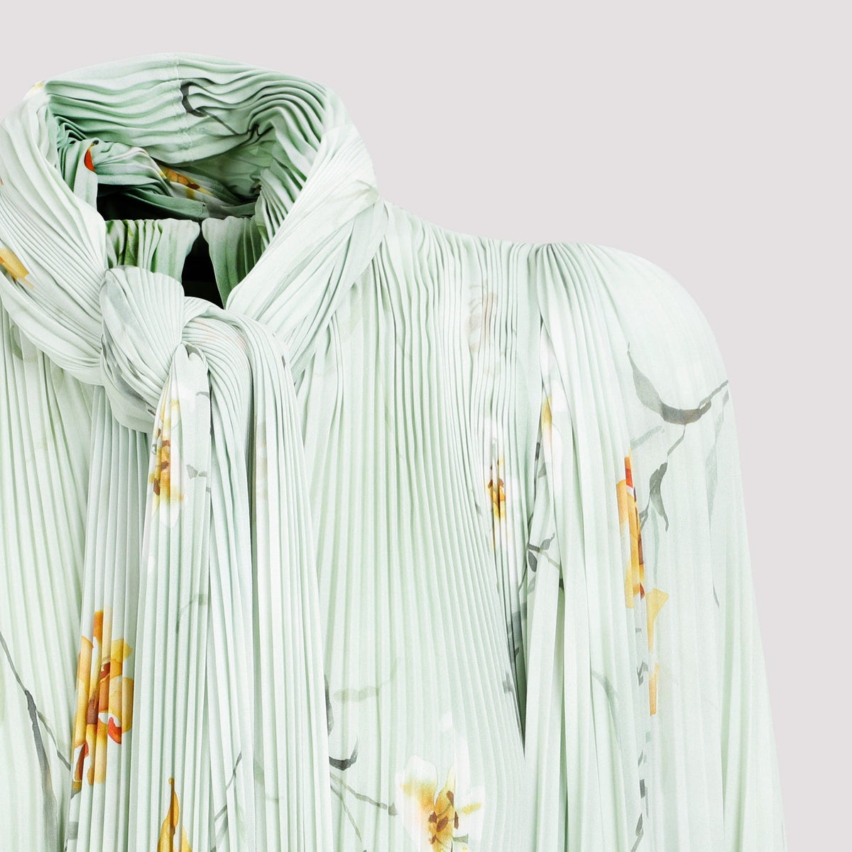 BALENCIAGA Chic Pleated Blouse with Padded Shoulders