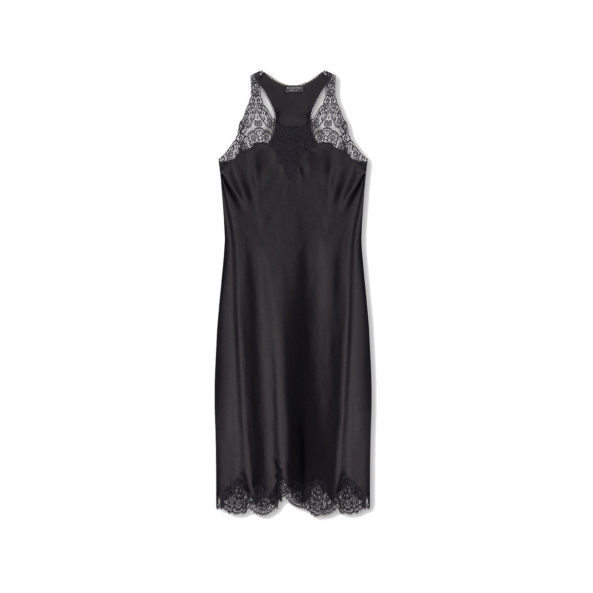 BALENCIAGA Satin Strappy Midi Dress