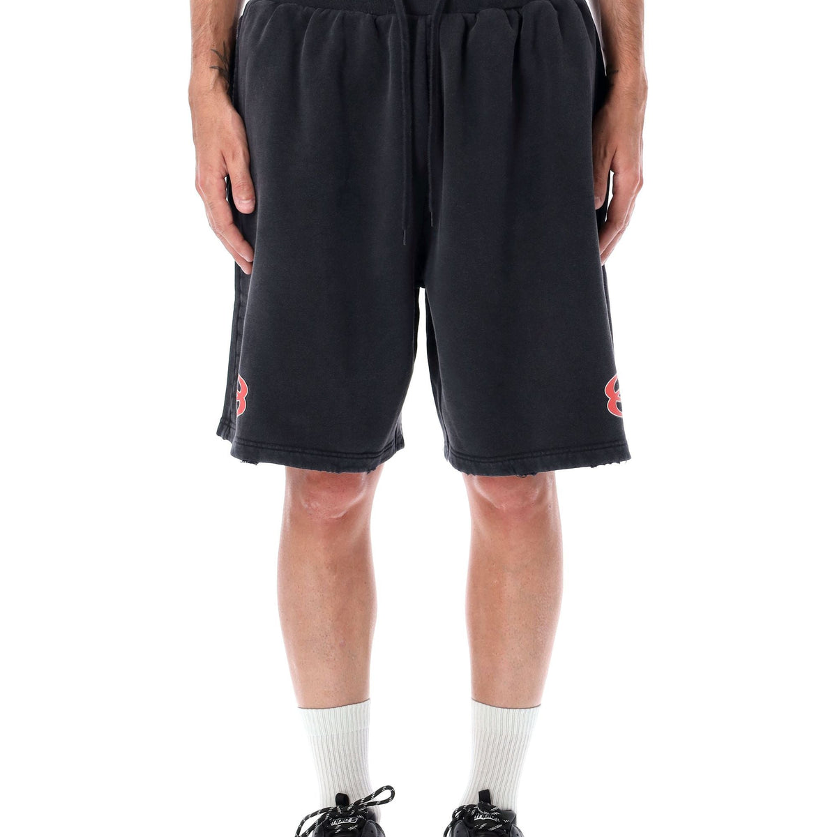 BALENCIAGA Logo Print Sweatshorts - Loose Fit (Large)