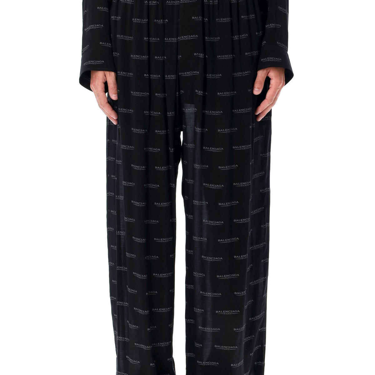 BALENCIAGA Logo Pyjama Pants - Wide Leg, Size 50