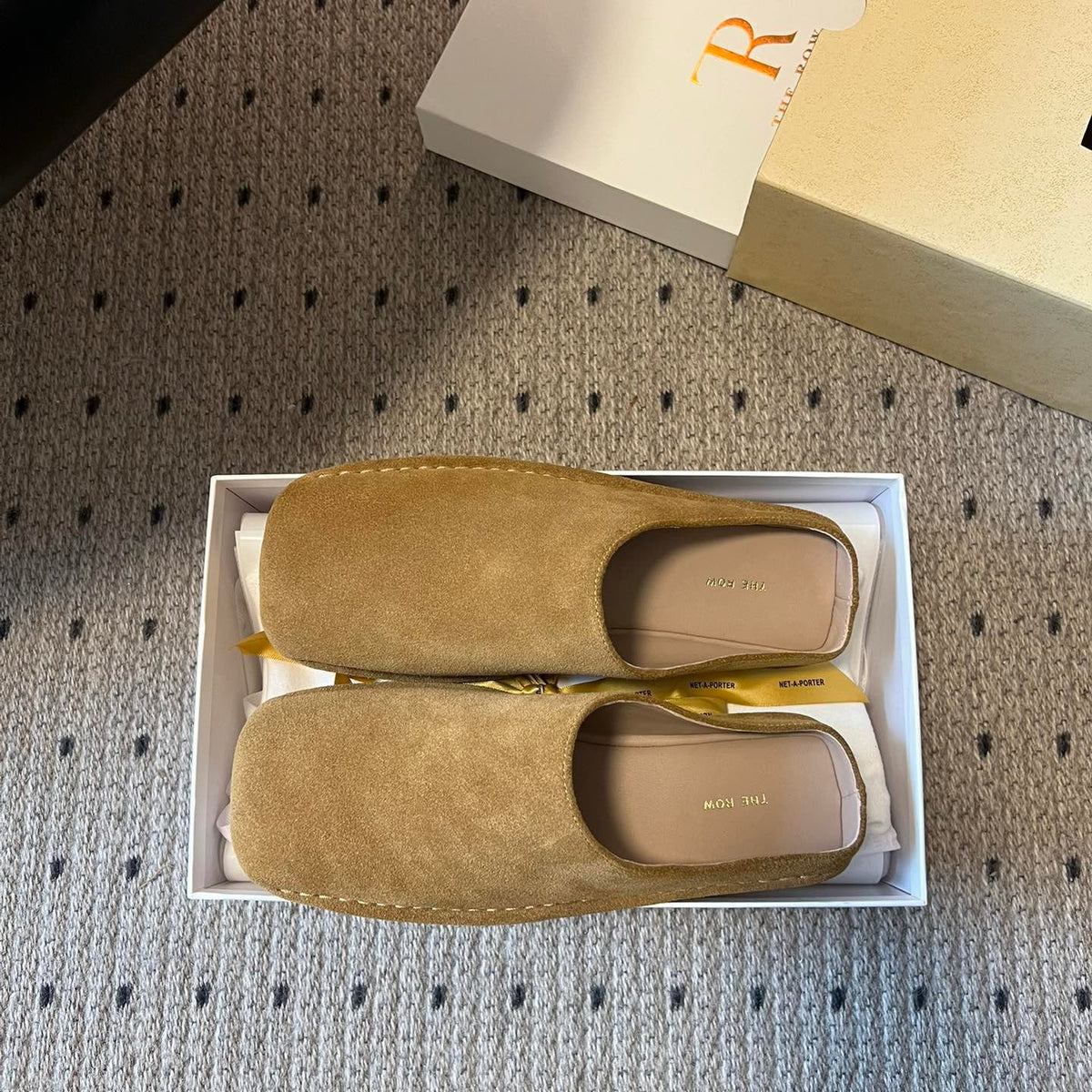 THE ROW SUEDE MULES