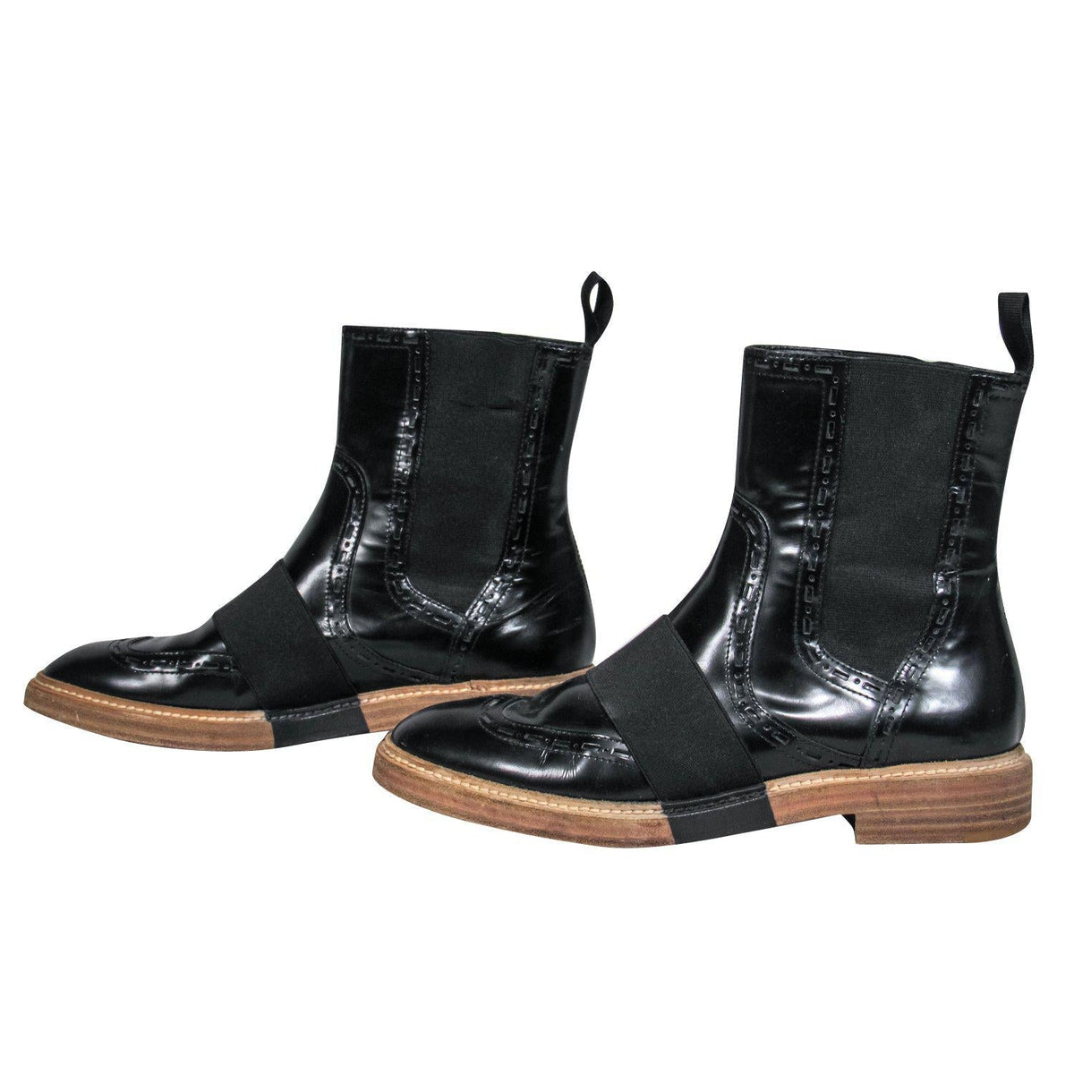balenciaga - Black Leather Chelsea Booties w/ Elastic Strap Sz 7