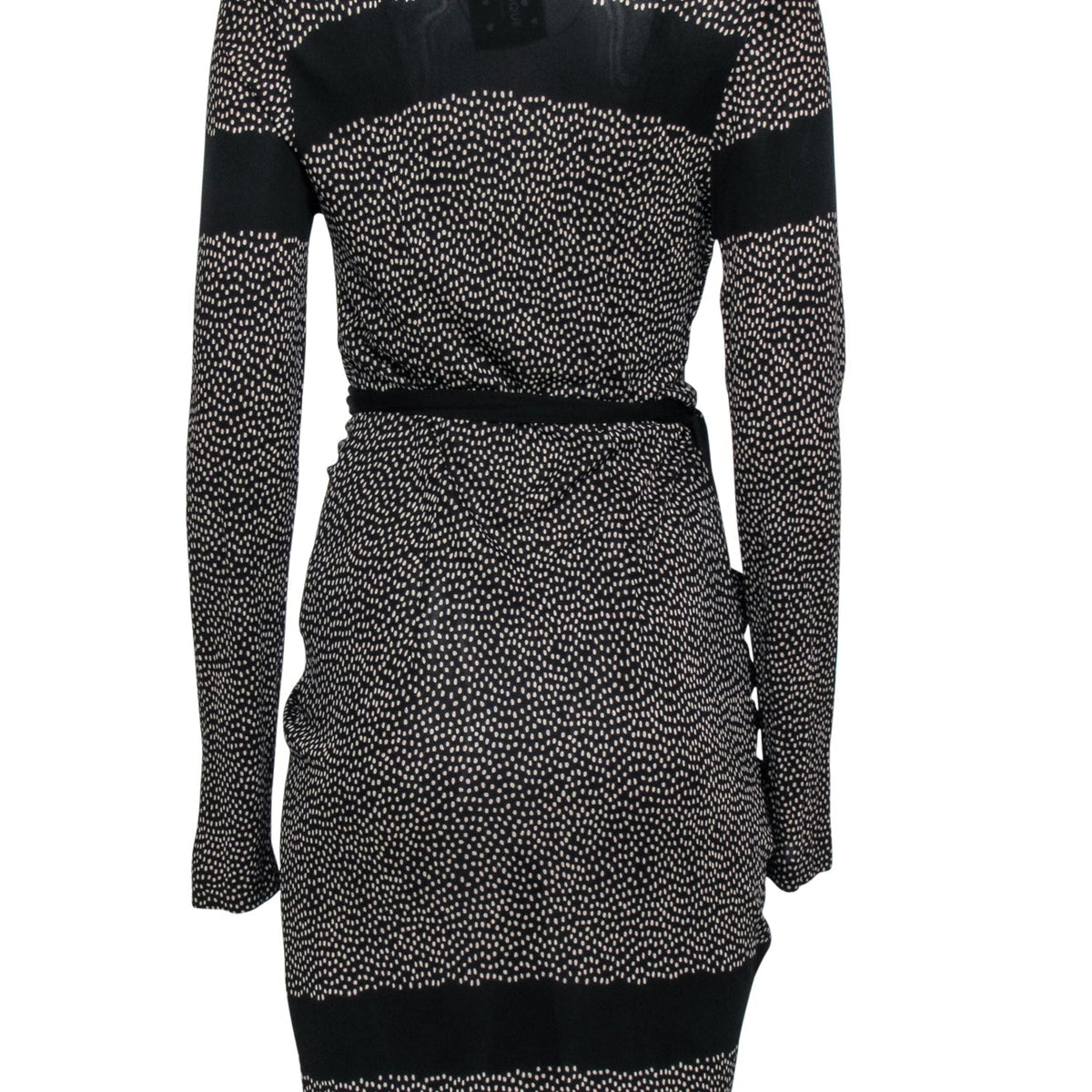 balenciaga - Black & Tan Polka Dot Wrap Dress Sz 6