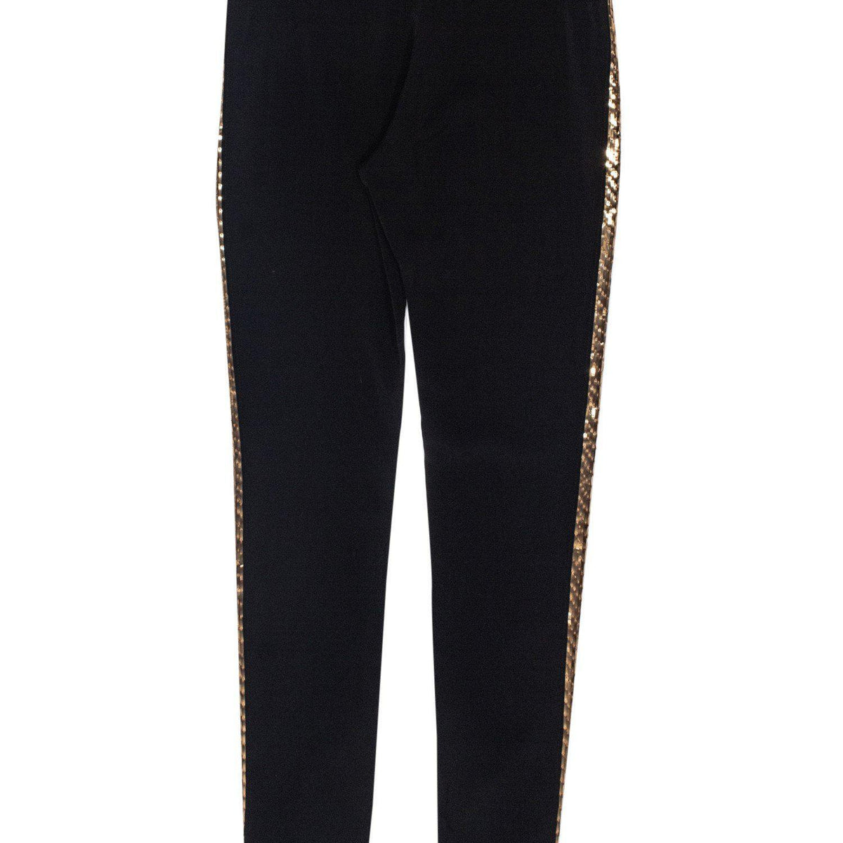 balenciaga - Black Tuxedo-Style Skinny Pants w/ Gold Sequins Sz 8
