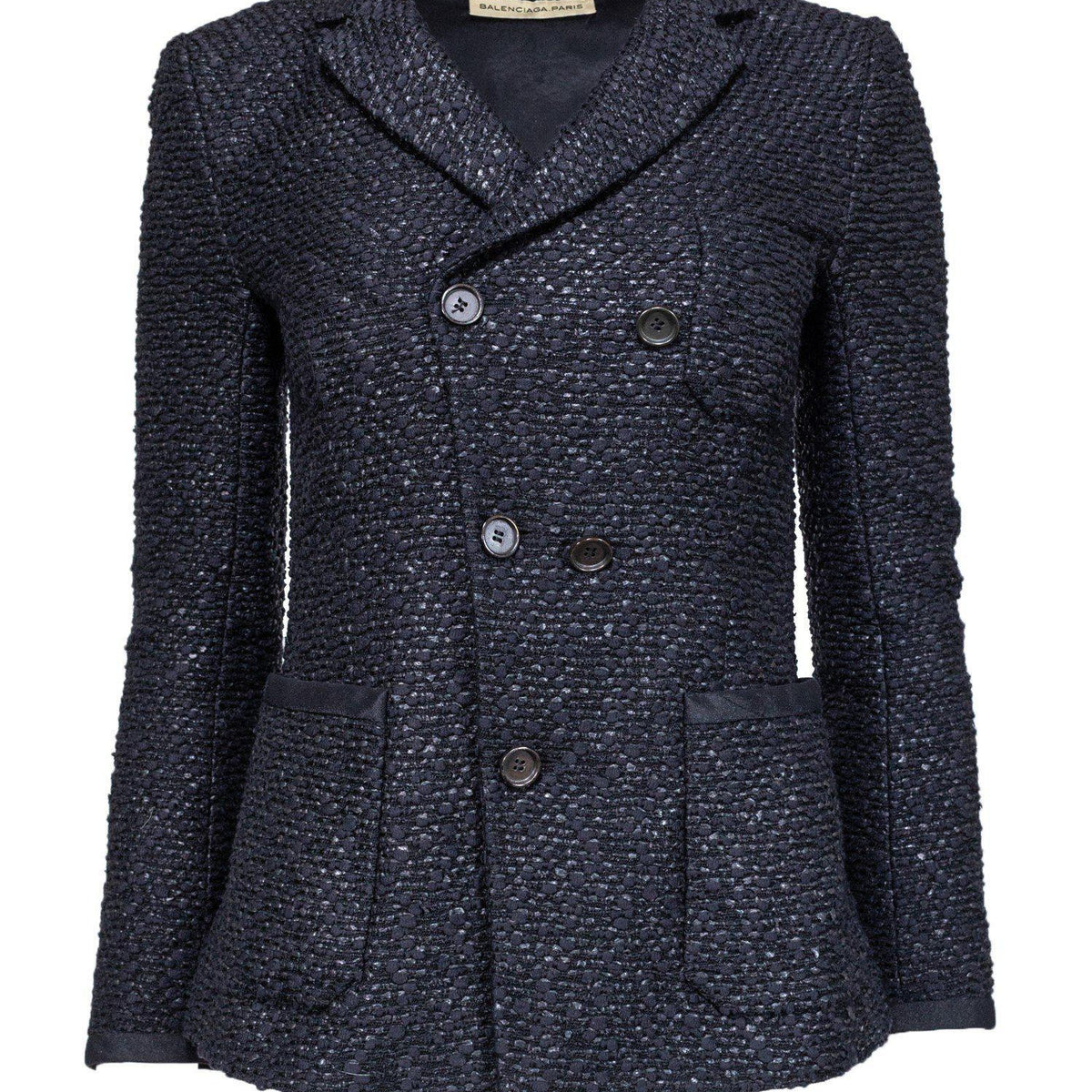 balenciaga - Black Tweed Double Breasted Blazer Sz 6