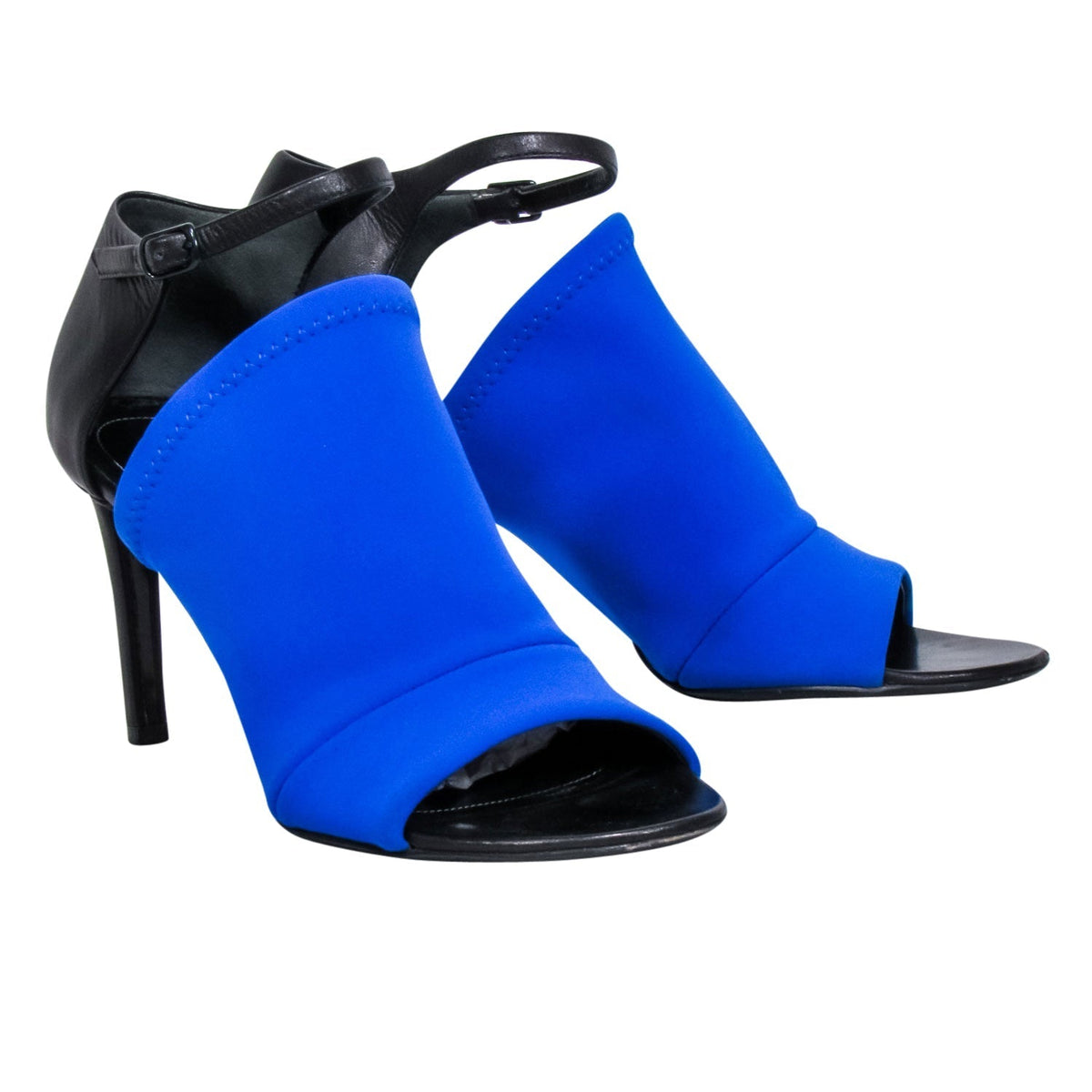 balenciaga - Blue Scuba Knit Upper Open Toe Pumps Sz 8