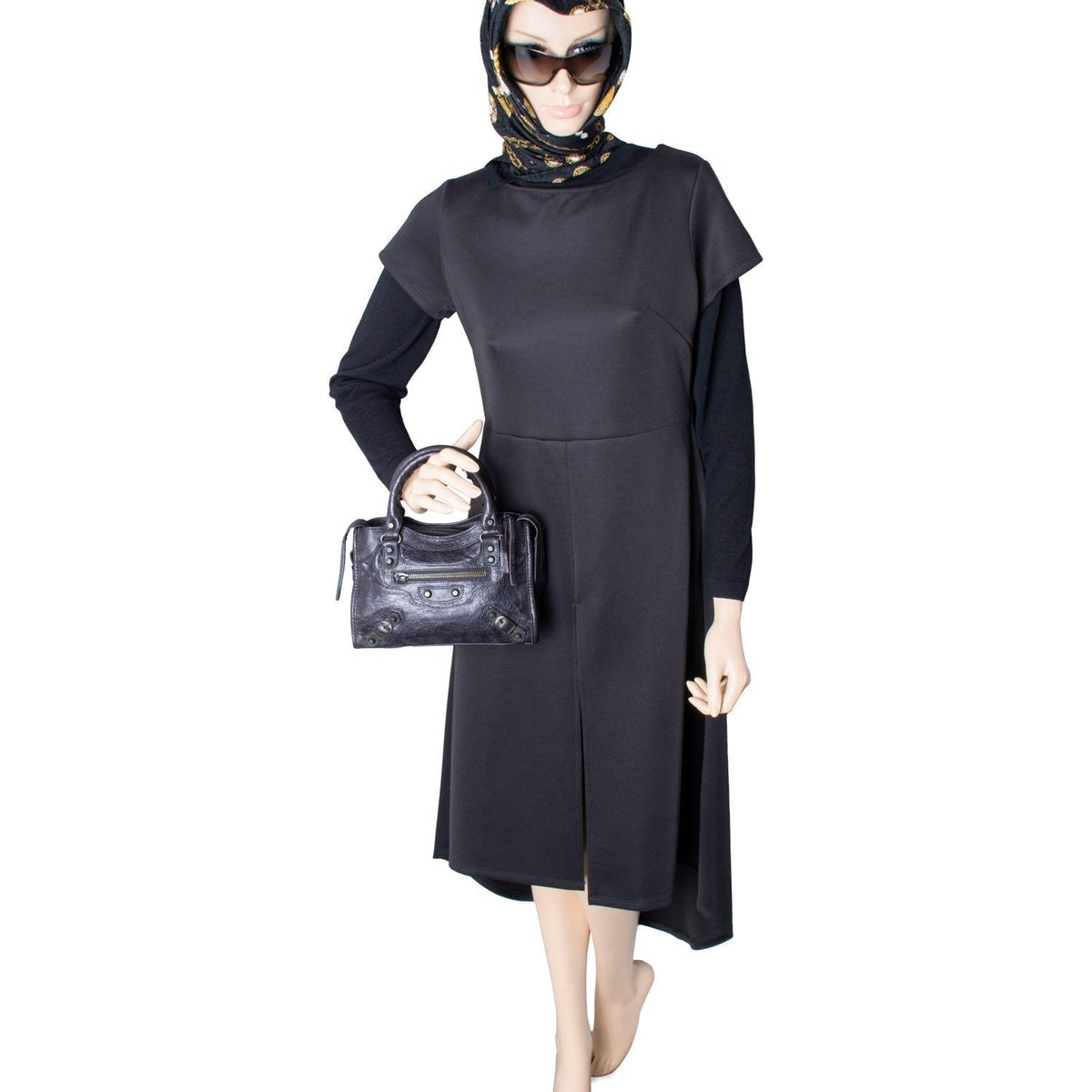 balenciaga Distressed Leather Classic Hardware Mini City Bag Black
