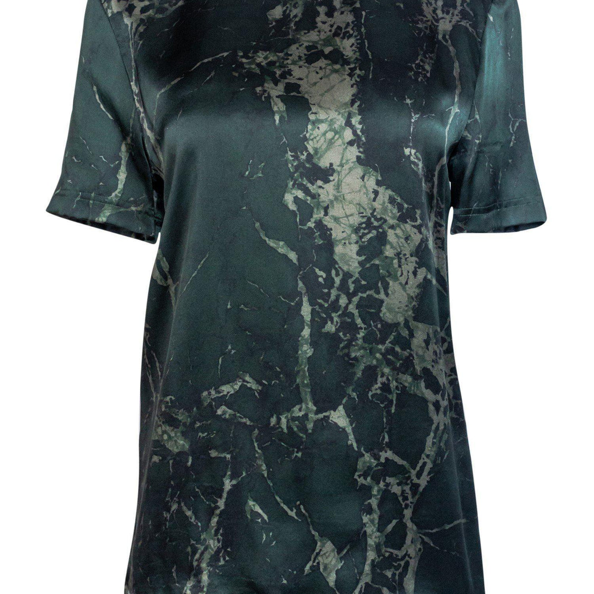 balenciaga - Green Marble Print Silk Top Sz 6