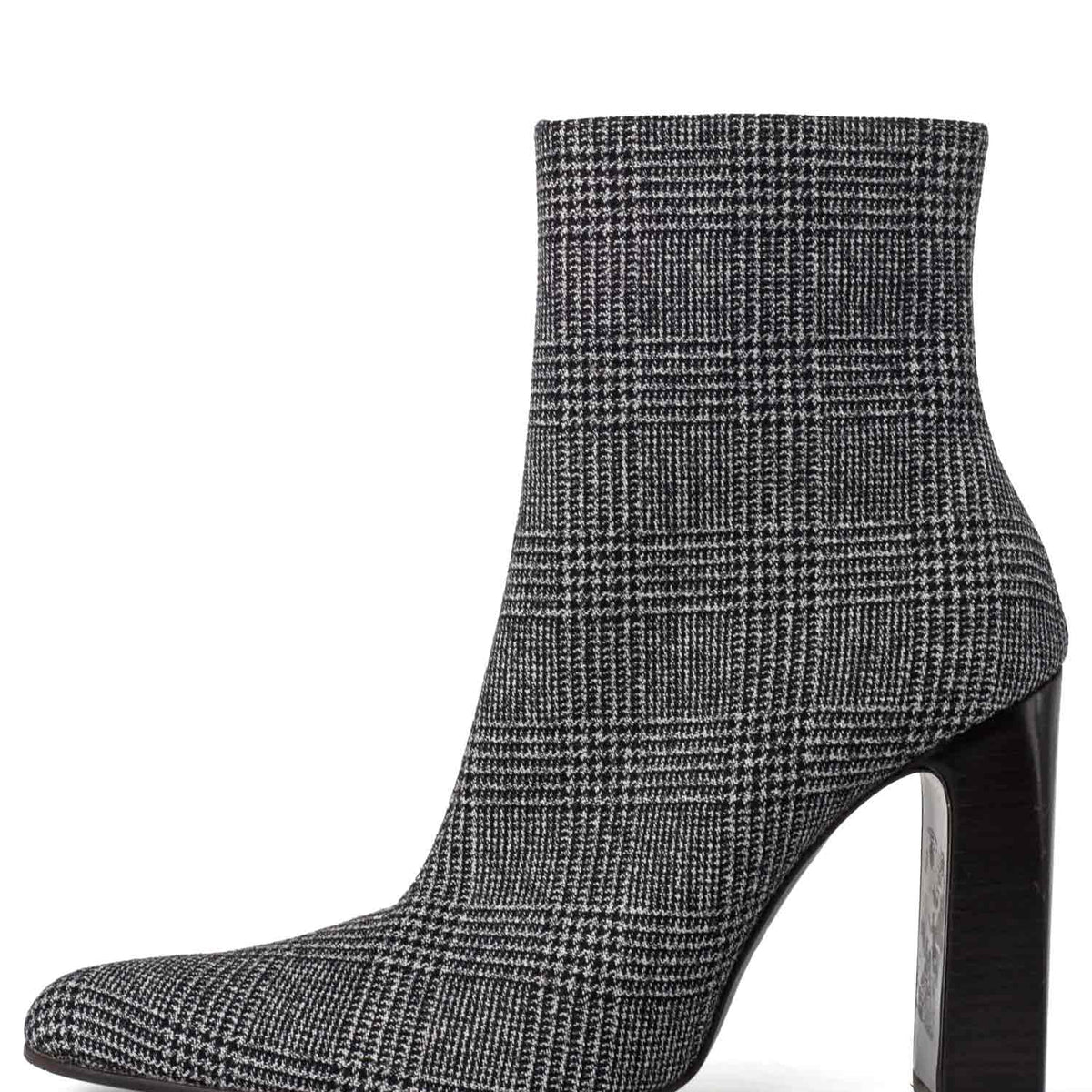balenciaga Houndstooth Wool Ankle Boots Black White
