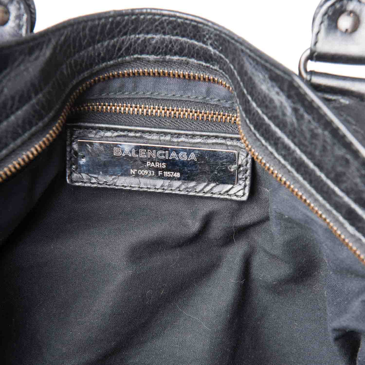 balenciaga Leather City Bag Black