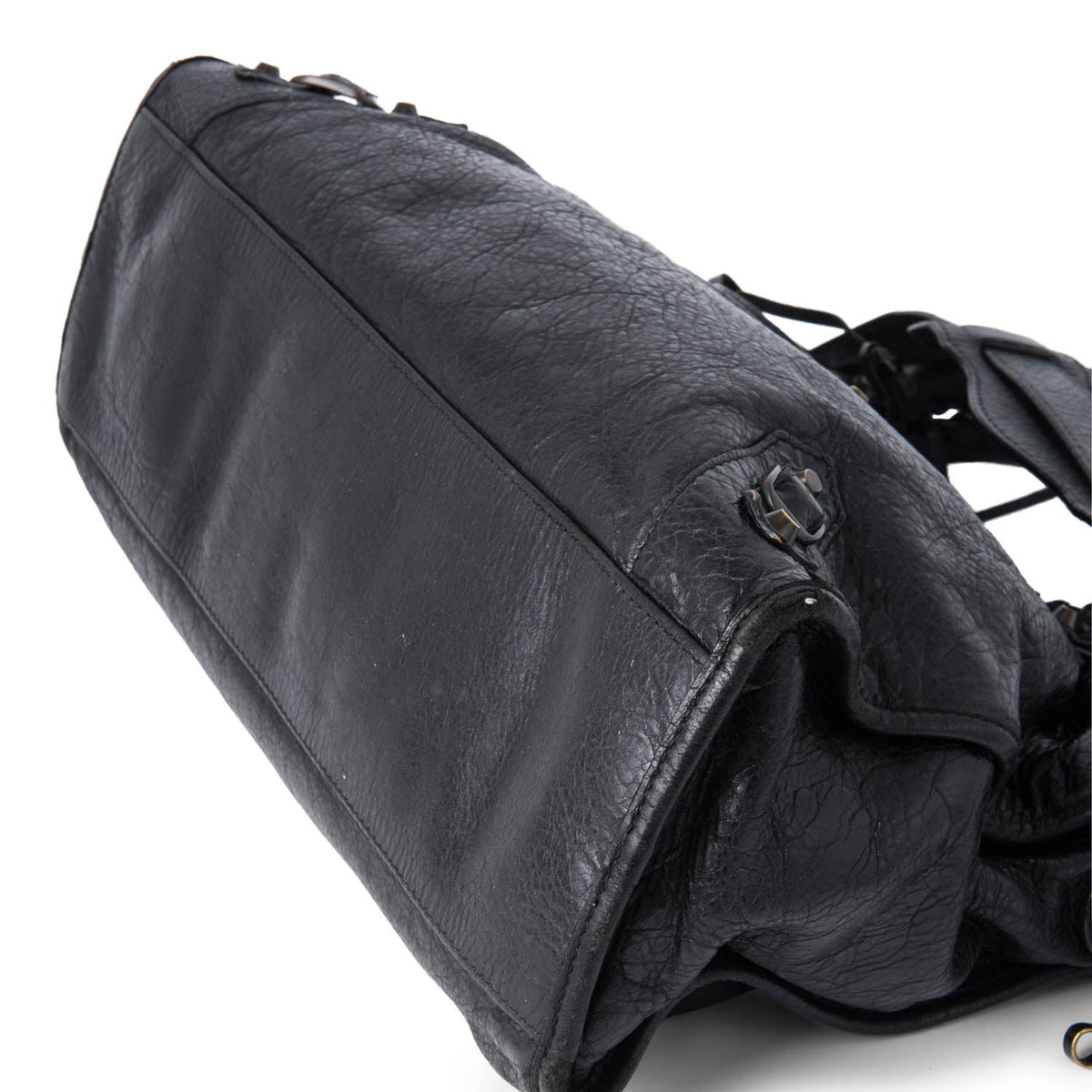 balenciaga Leather City Bag Black