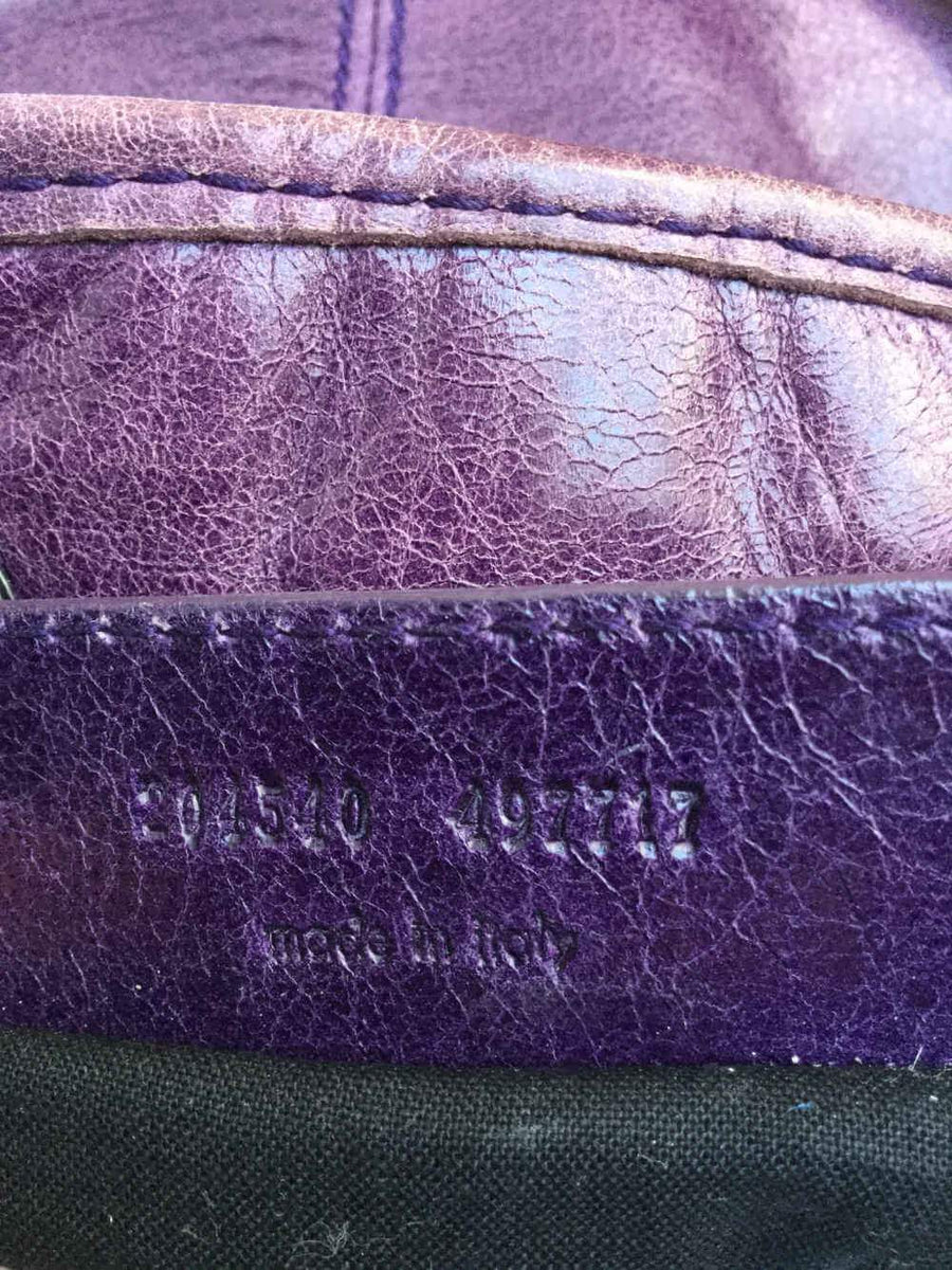 balenciaga Leather Large Pompon Bucket Bag Purple