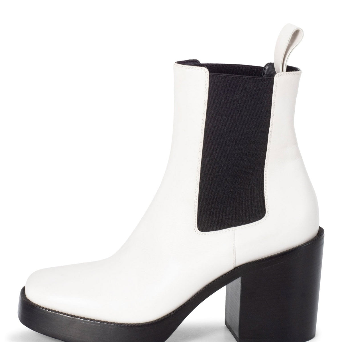 balenciaga Leather Platform Ankle Boots White Black
