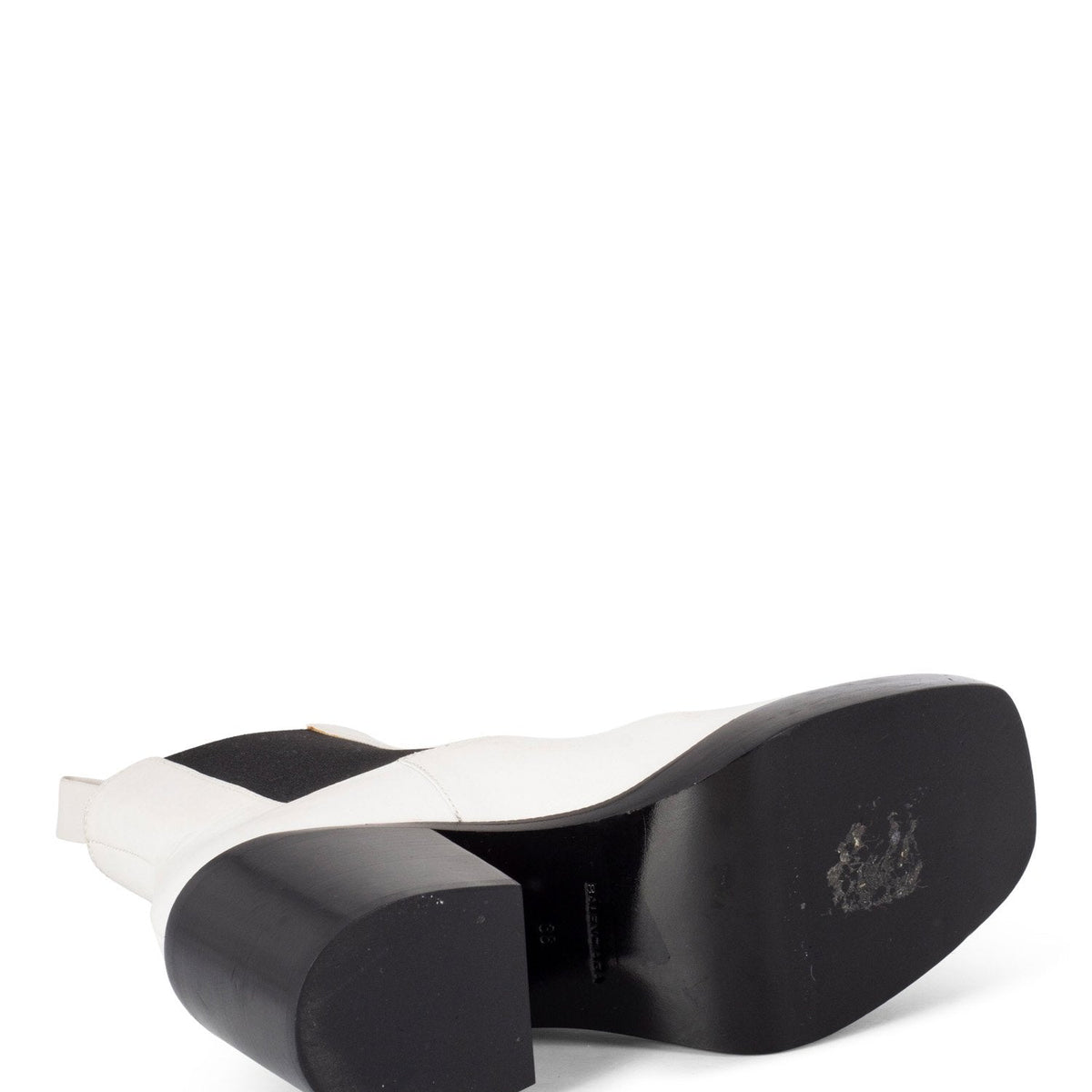 balenciaga Leather Platform Ankle Boots White Black