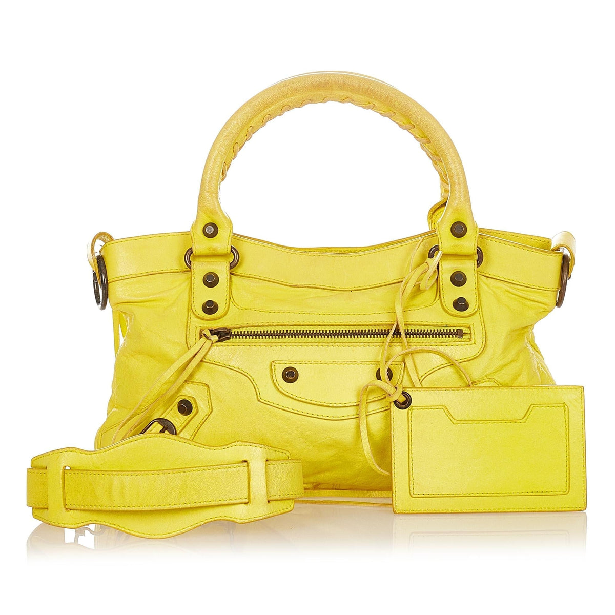 Balenciaga Motocross Classic City Lambskin Leather Satchel (SHG-26047)
