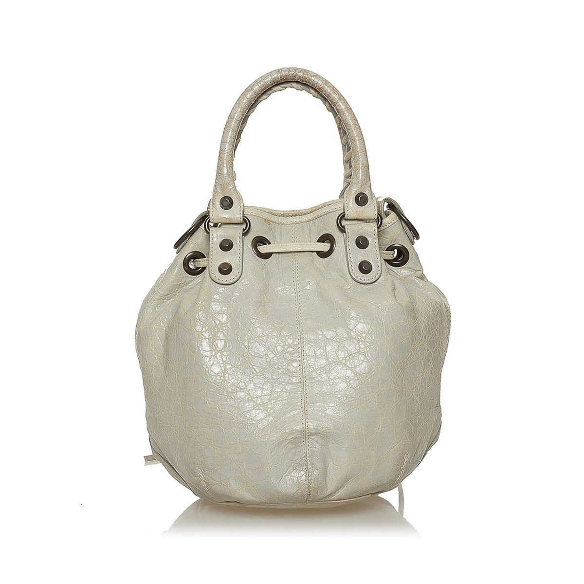 Balenciaga Motocross Pom Pom Leather Satchel (SHG-28569)