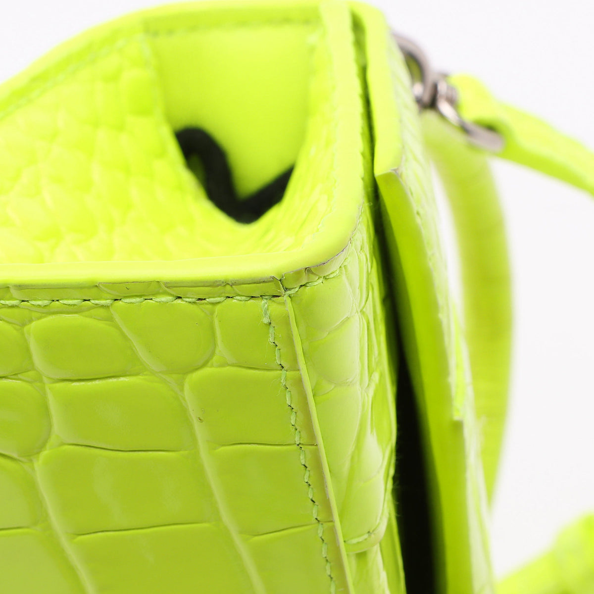 Balenciaga Shiny Croc Embossed Calfskin Hourglass XS Satchel (SHF-vSVXrb)