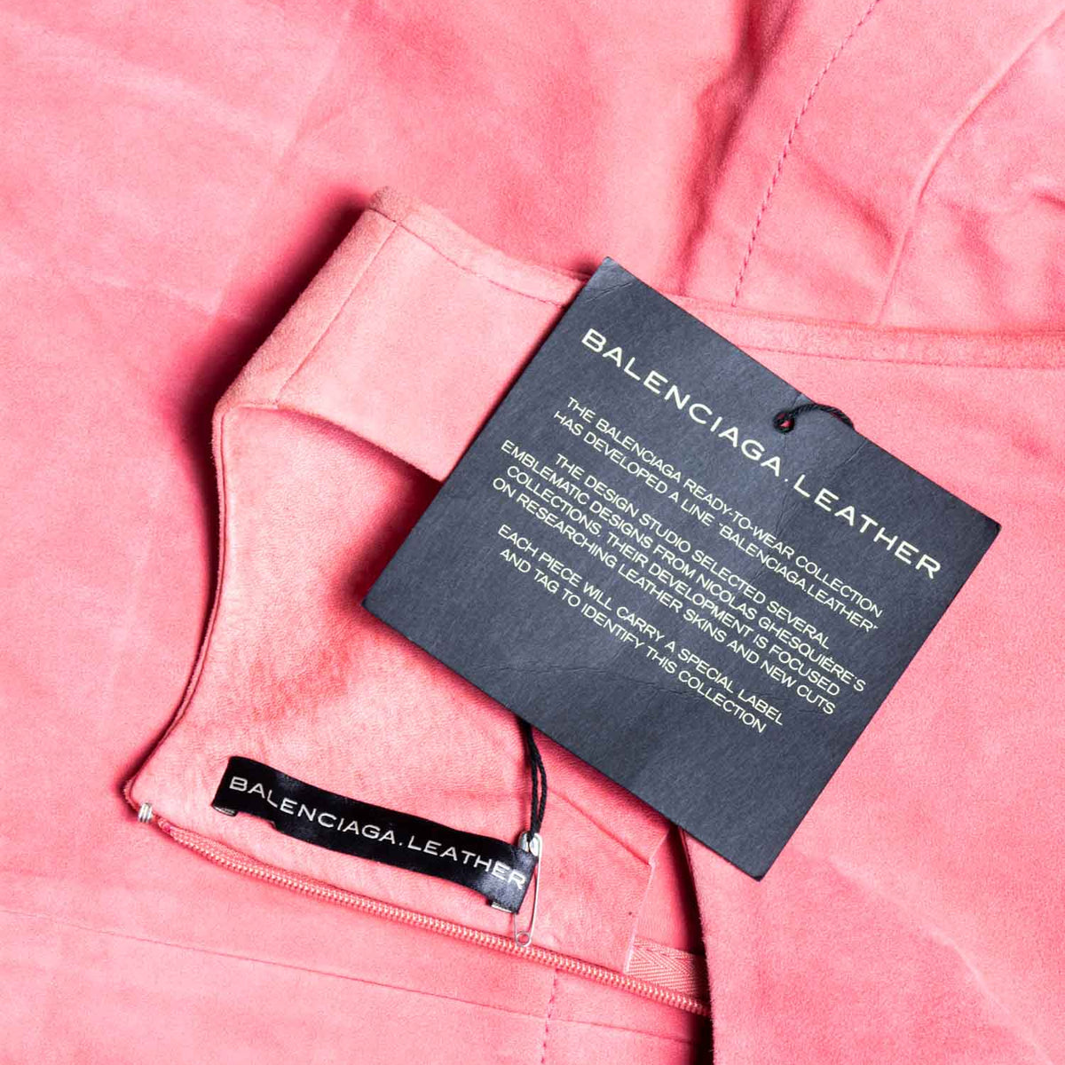 balenciaga Suede Lambskin Leather A-Line Mini Dress Pink