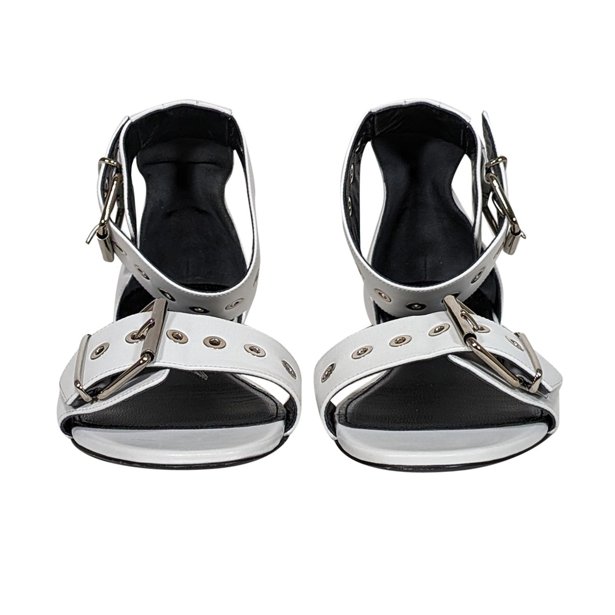 balenciaga - White Leather Strappy Buckle Detail Sandals Sz 10