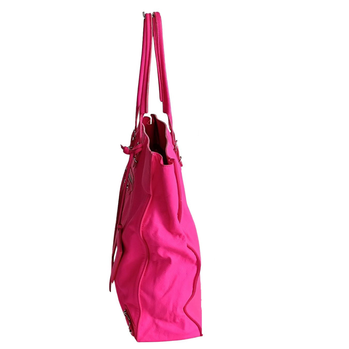 balenciaga balenciaga balenciaga Papier vertical shoulder bag in fuchsia leather