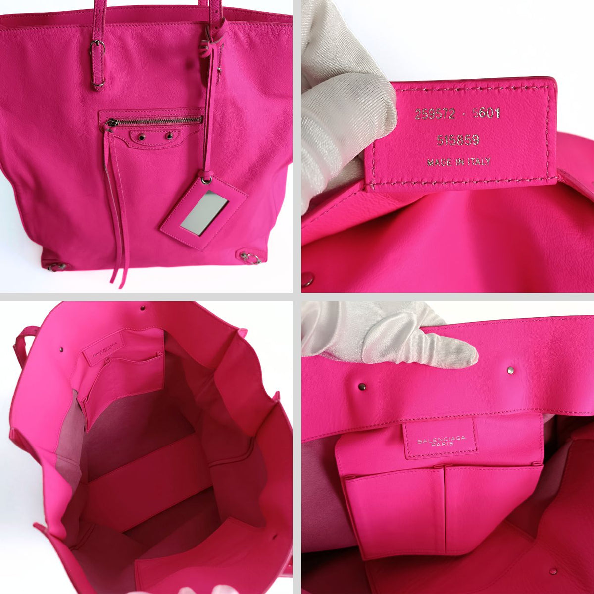 balenciaga Papier vertical shoulder bag in fuchsia leather