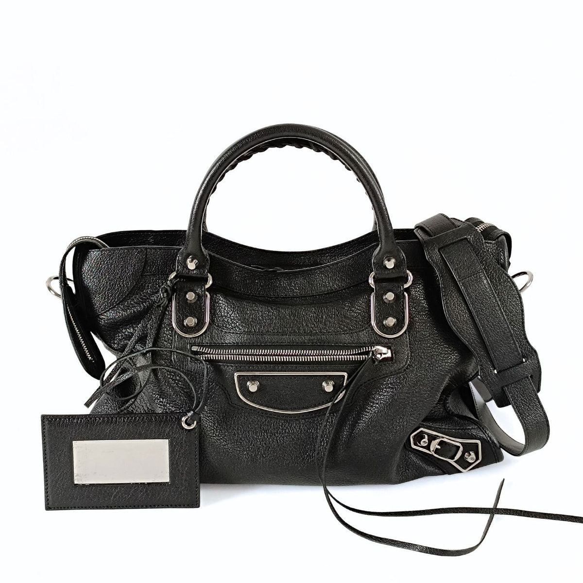 balenciaga balenciaga balenciaga Le City Metallic Medium shoulder bag in black leather