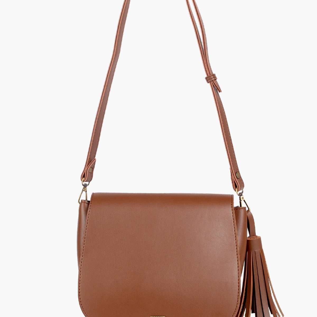Brown foldover saddle bag