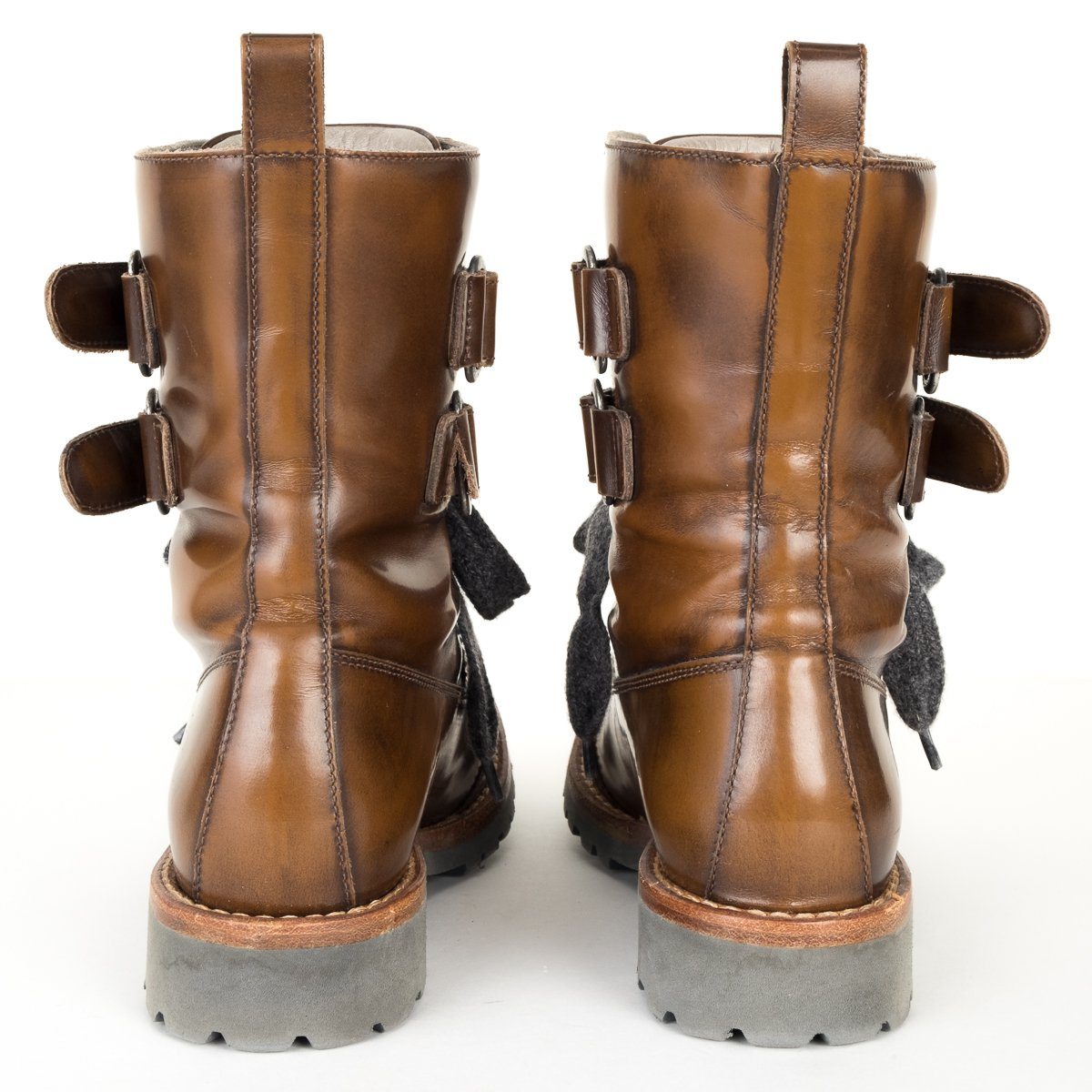 Brunello Cucinelli Brown Leather Combat Boots 36.5